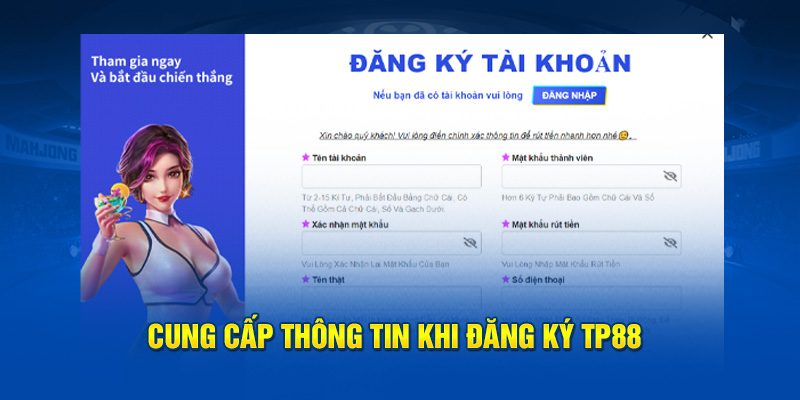 Cung cấp thông tin khi đăng ký TP88